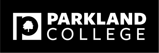 Parkland College black reversed logo