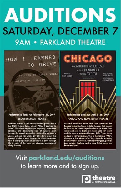 Theatre Auditions: "How I Learned to Drive," "Chicago"