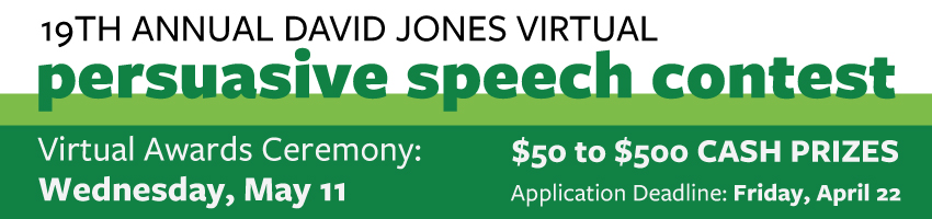 David Jones Persuasive Speech Contest 50 to 500 dollar prizes