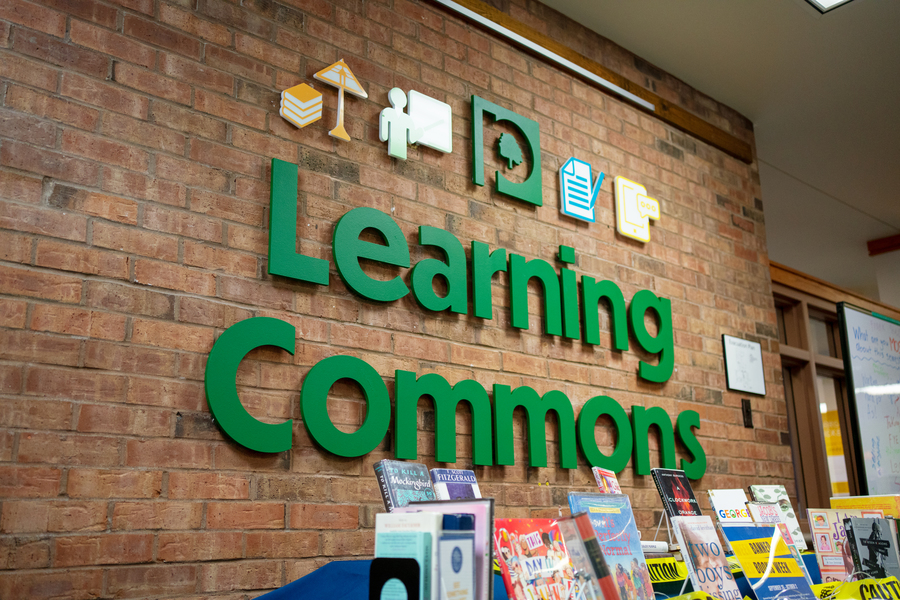 Learning Commons logo on wall