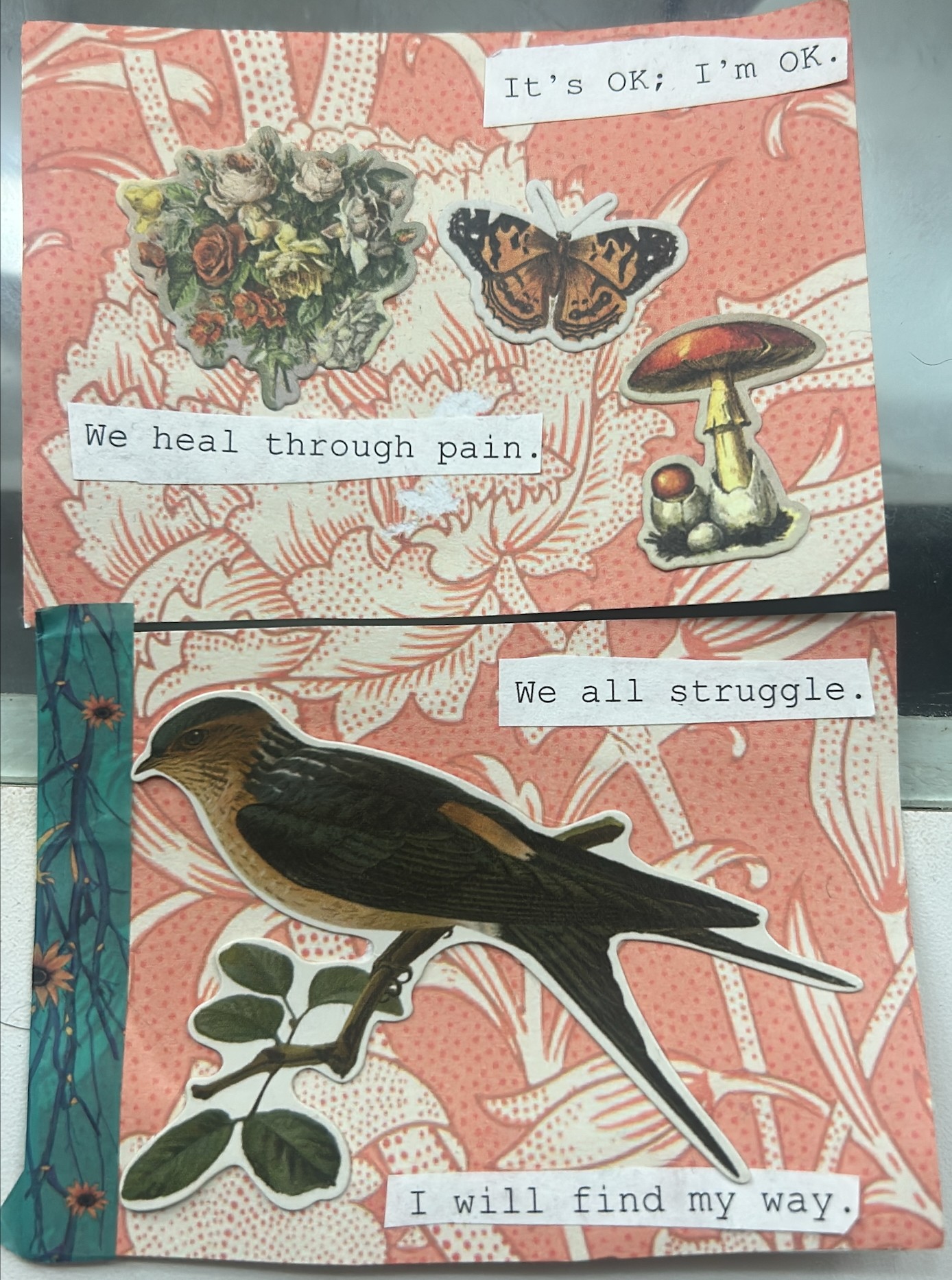 We all struggle card with birds