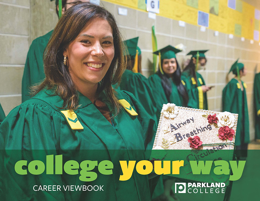 College Your Way book photo of adult graduate holding decorated grad cap College Your Way book photo of adult graduate holding decorated grad cap