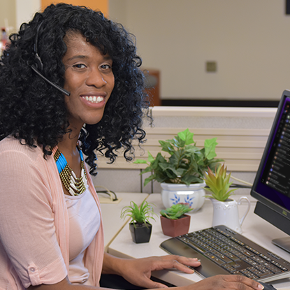 Black woman using computer