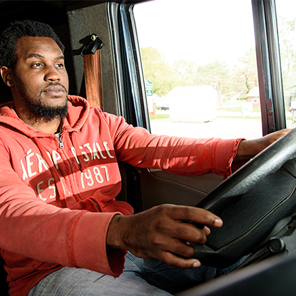 Man driving truck