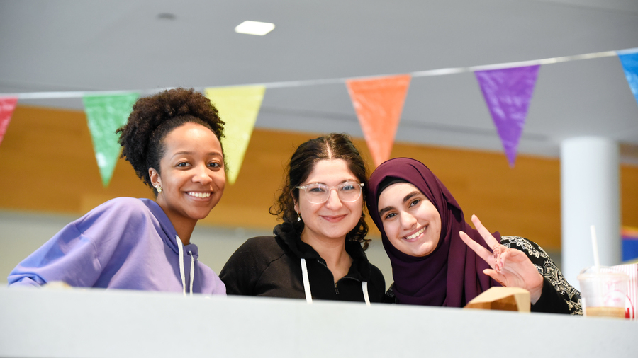 Three Parkland College students on campus Three Parkland College students on campus